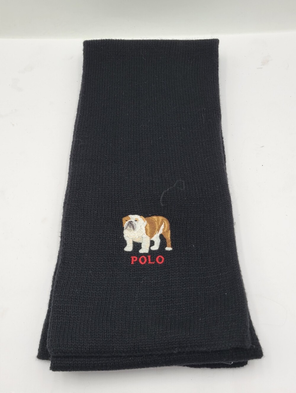 B55 Mens Black Polo Ralph Lauren Bulldog Scarf